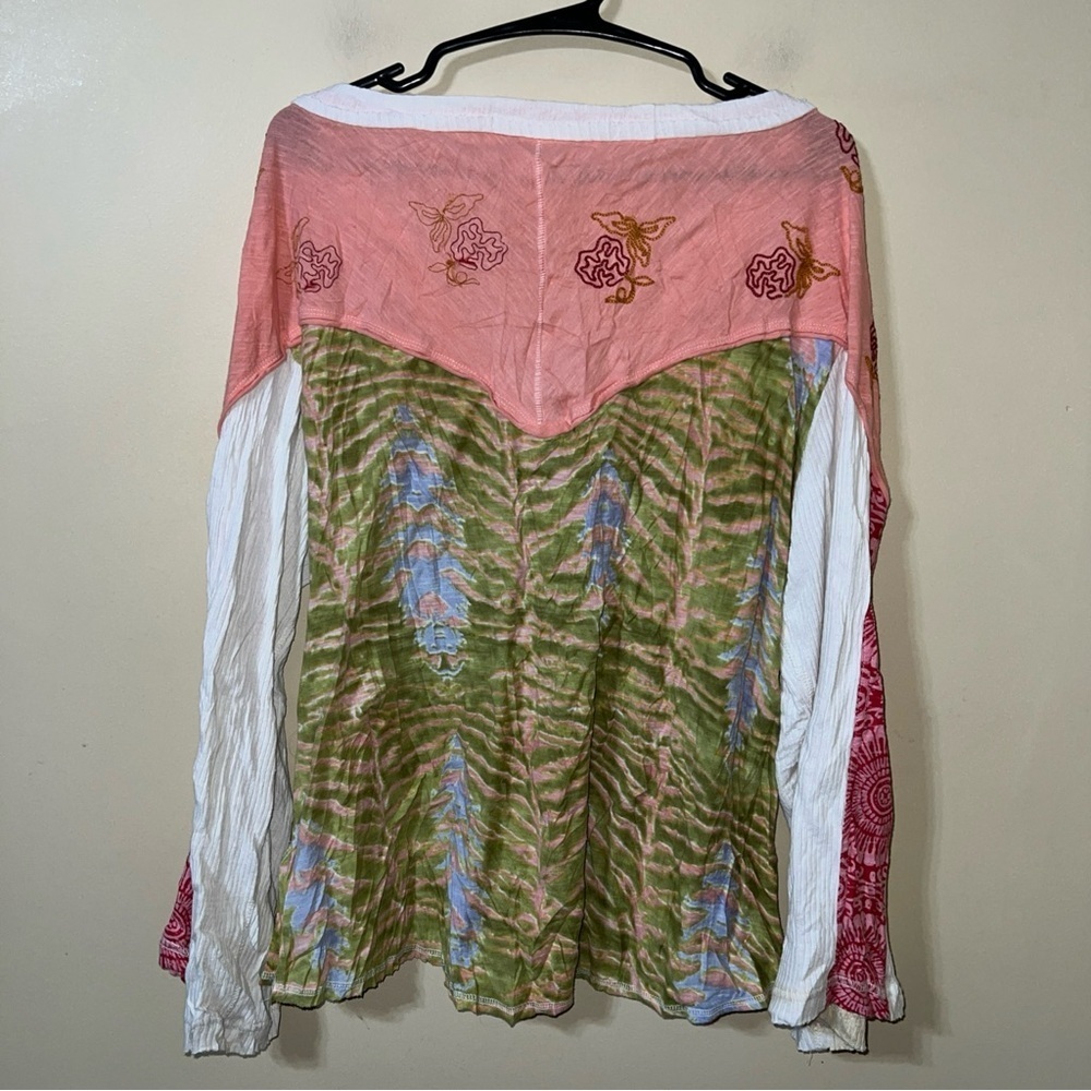 Free People Rare Wherever Women's Multicolor Boho Top XS Oversized - Picture 7 of 7
